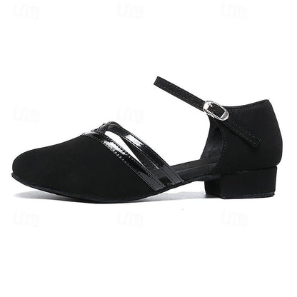 Women's Modern Black Dance Shoes | Low Heel Suede - 7