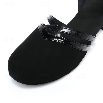 Women's Modern Black Dance Shoes | Low Heel Suede - 8