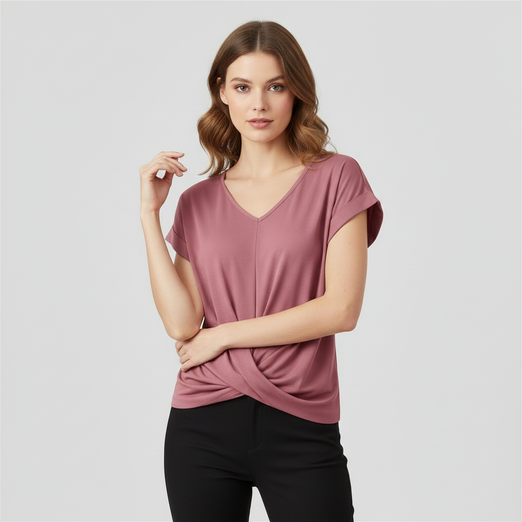 Women's Short Sleeve V-Neck Top | Casual Blouse - 1