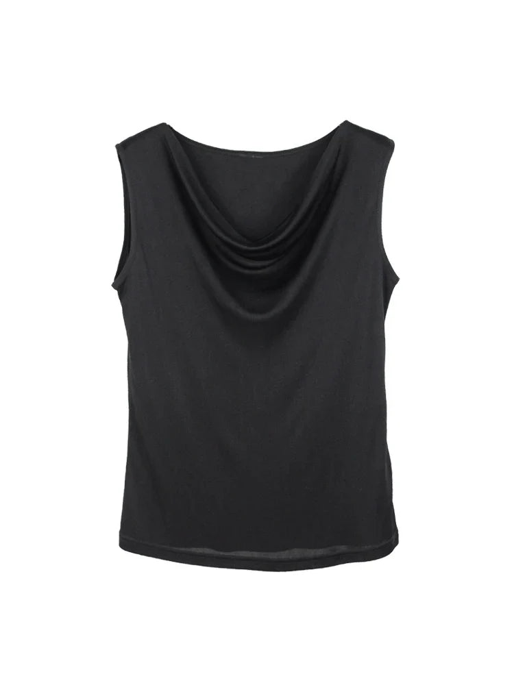 Women's Silk Jersey Tank Top | Draped Summer Top - 11
