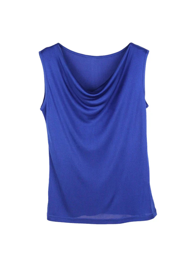 Women's Silk Jersey Tank Top | Draped Summer Top - 12
