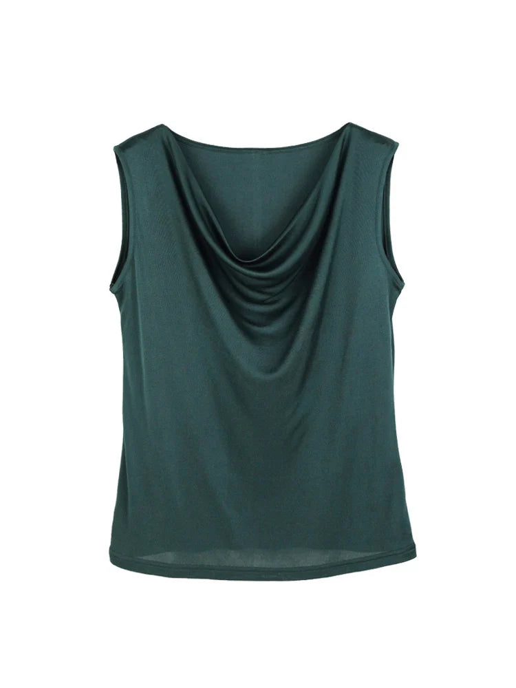 Women's Silk Jersey Tank Top | Draped Summer Top - 13