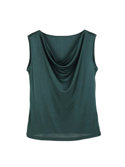 Women's Silk Jersey Tank Top | Draped Summer Top - 13