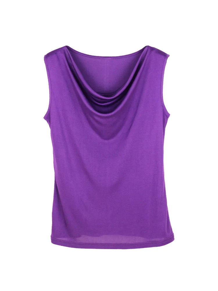 Women's Silk Jersey Tank Top | Draped Summer Top - 14