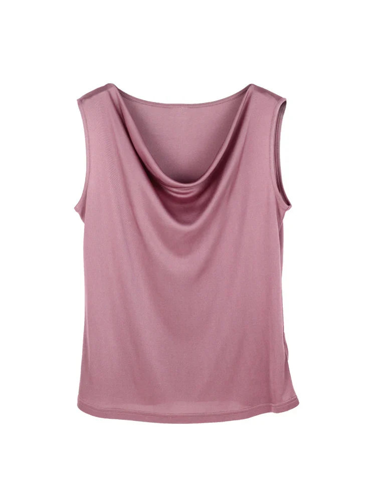 Women's Silk Jersey Tank Top | Draped Summer Top - 15
