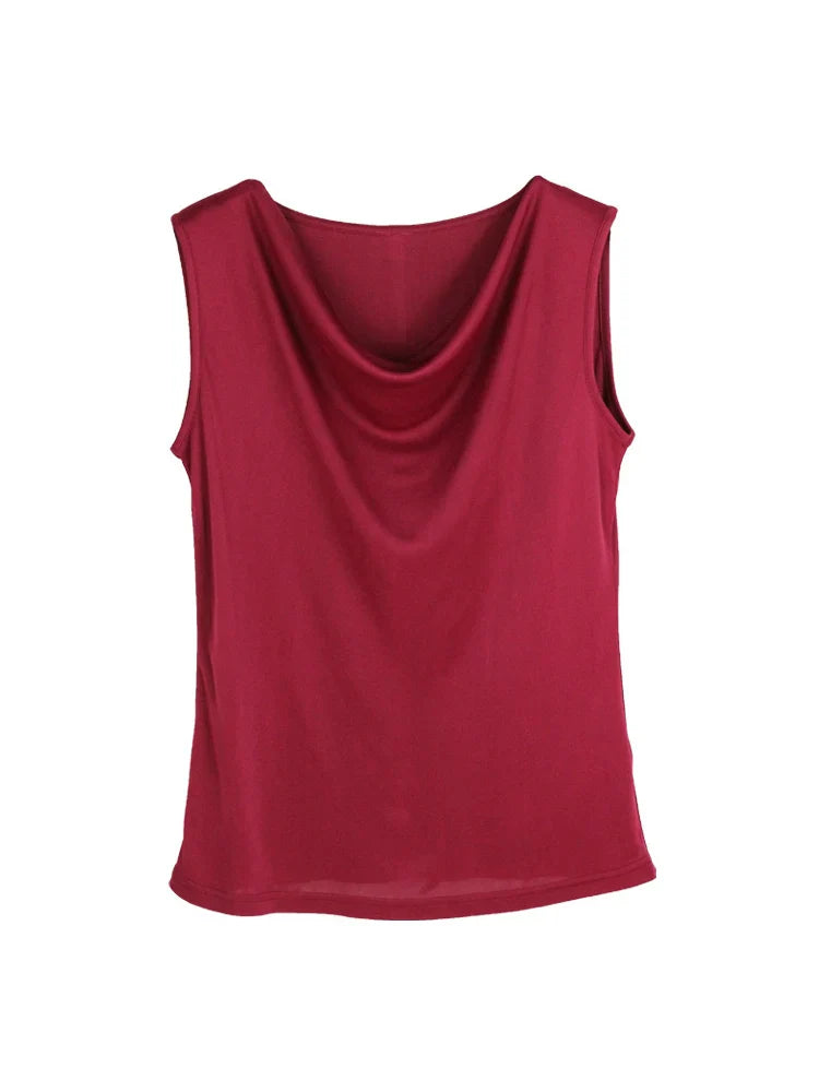 Women's Silk Jersey Tank Top | Draped Summer Top - 9