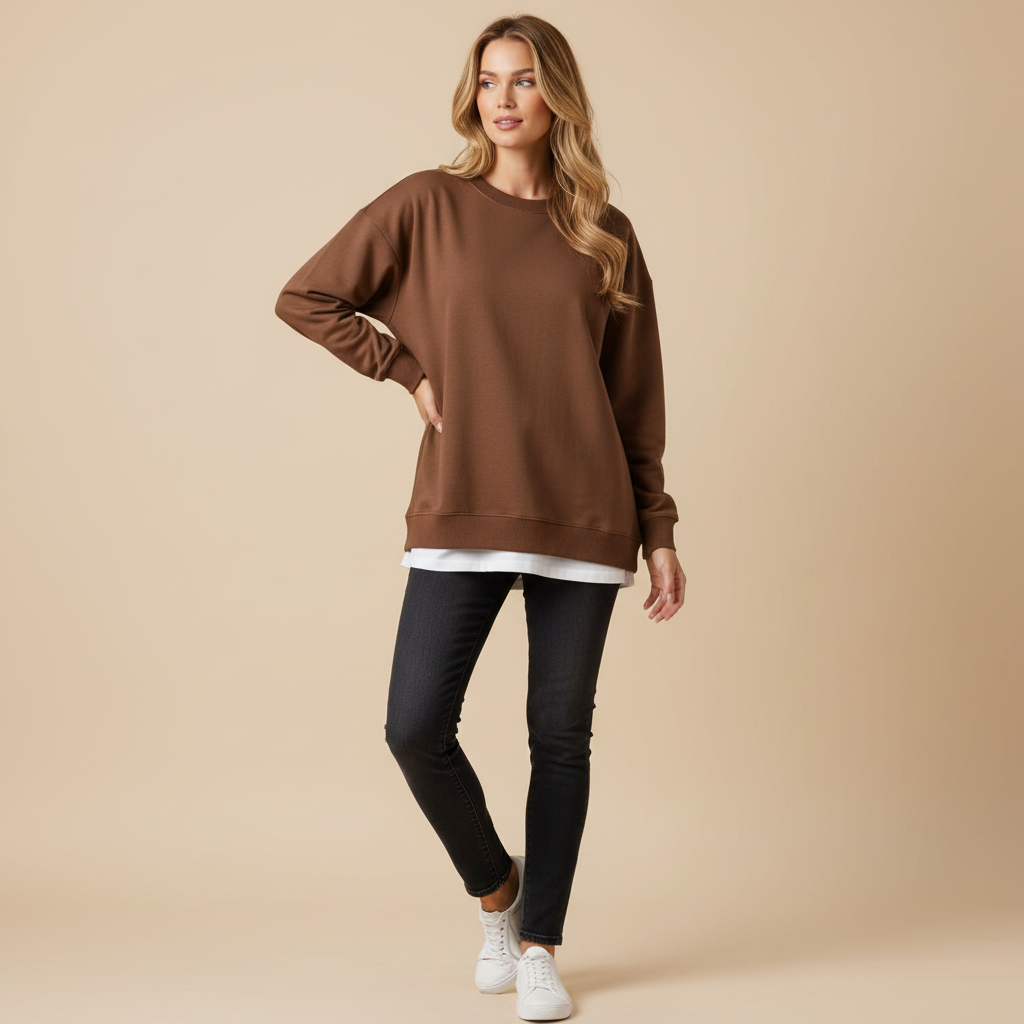 Oversized Sweatshirt for Women | Comfortable Long Sleeve Top - 1