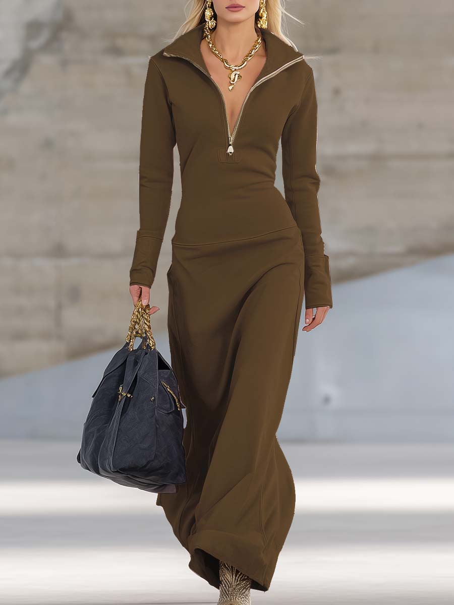 Retro Maxi Dress Pink | Elegant Long Sleeve V-Neck Dress - 12