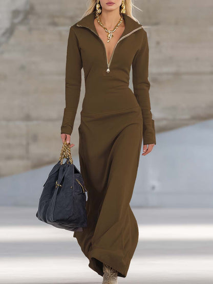Retro Maxi Dress Pink | Elegant Long Sleeve V-Neck Dress - 12