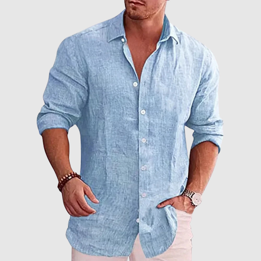 Men's Rustic Linen Shirt | Breathable Long Sleeve Shirt - 1