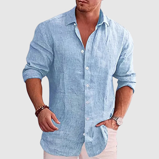 Men's Rustic Linen Shirt | Breathable Long Sleeve Shirt - 1