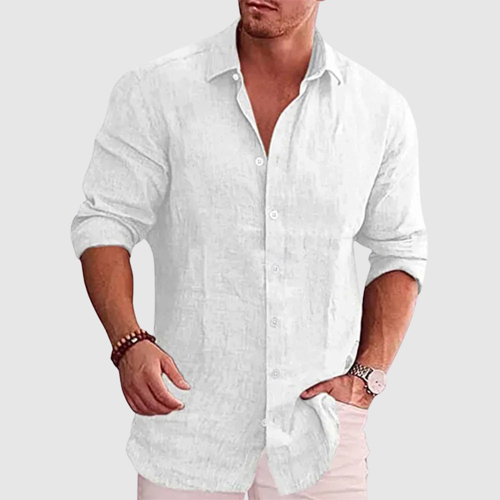 Men's Rustic Linen Shirt | Breathable Long Sleeve Shirt - 3