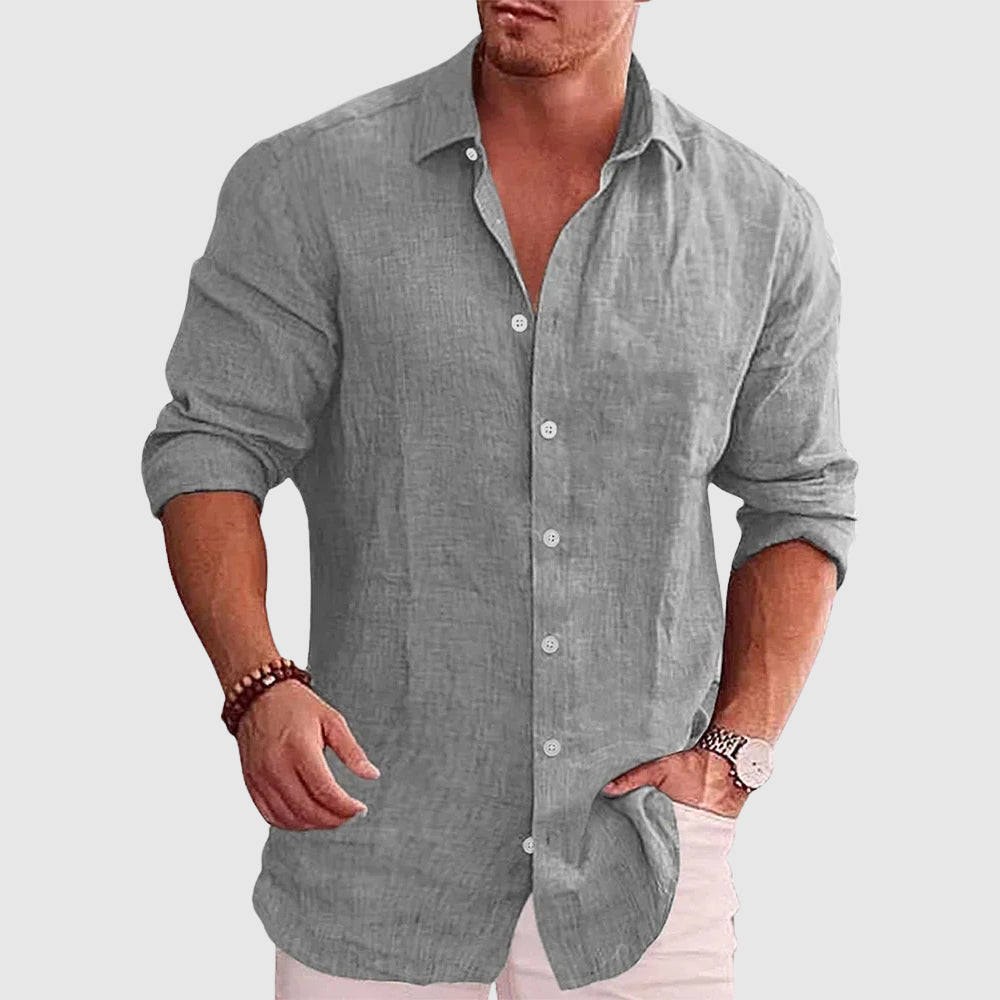 Men's Rustic Linen Shirt | Breathable Long Sleeve Shirt - 4