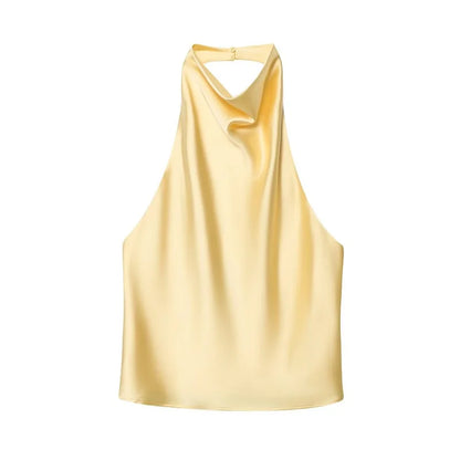 Black Satin Halter Top | Women's Going Out Top - 3
