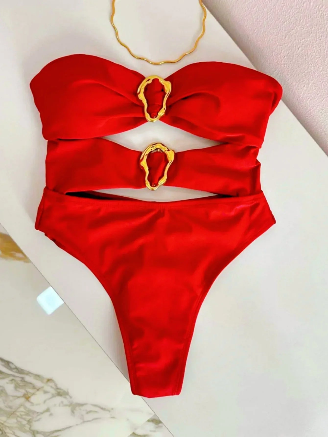 Cut-Out Bandeau One-Piece Swimsuit for Women - 14