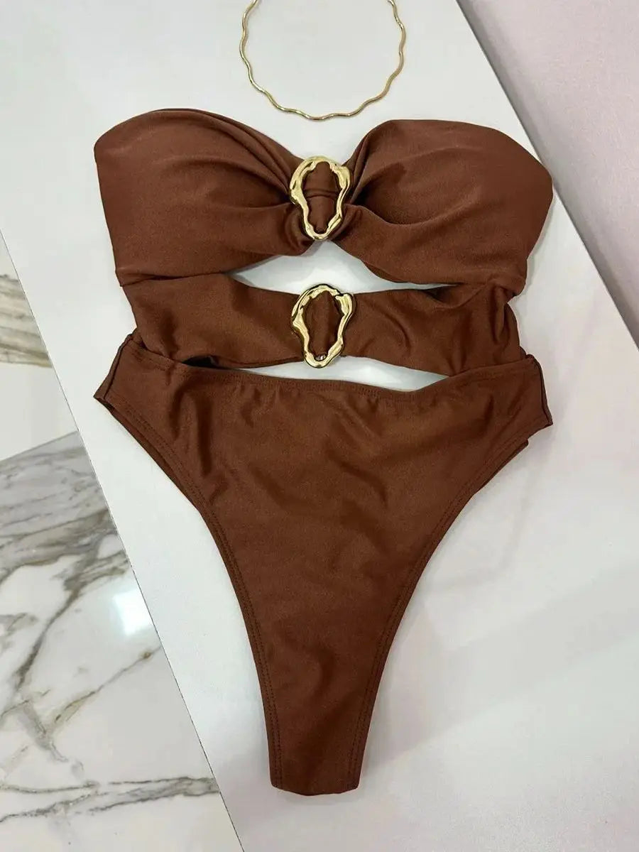 Cut-Out Bandeau One-Piece Swimsuit for Women - 16