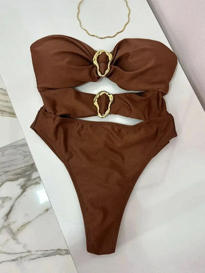 Cut-Out Bandeau One-Piece Swimsuit for Women - 16