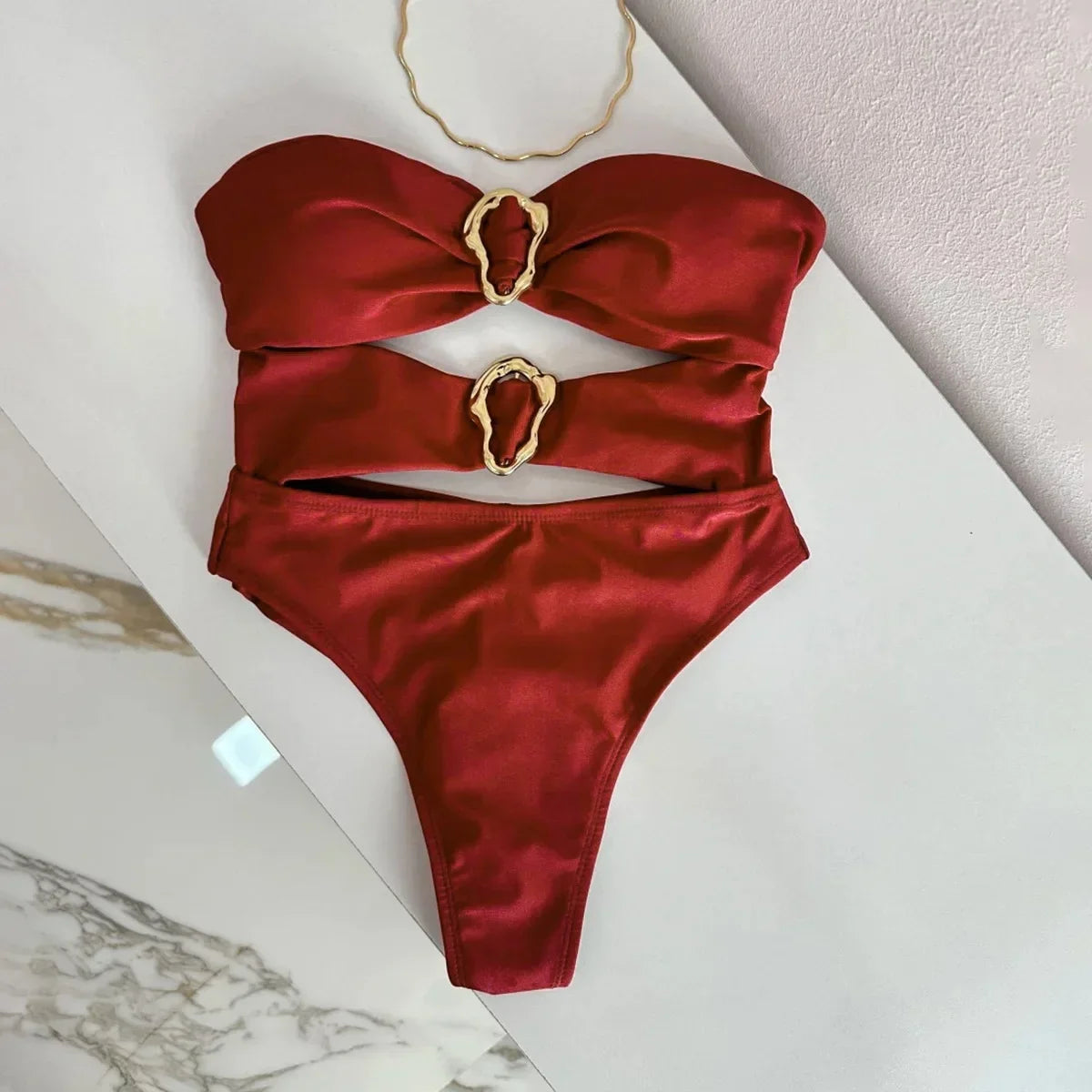 Cut-Out Bandeau One-Piece Swimsuit for Women - 19
