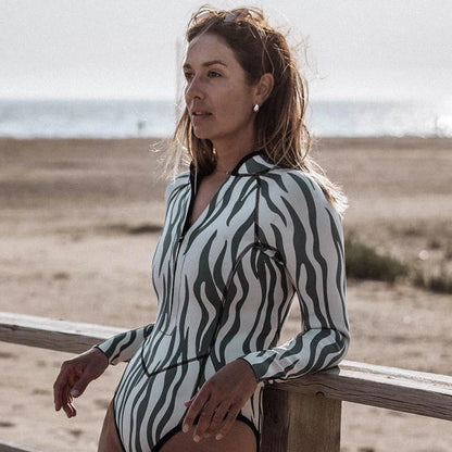 Print Monokini with Long Sleeves | Women's Swimsuit - 6