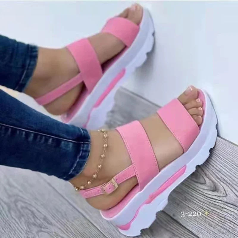 Black Wedge Sandals for Women | Low Platform Wedge Heels - 2