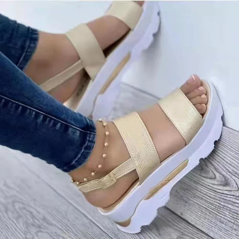 Black Wedge Sandals for Women | Low Platform Wedge Heels - 5
