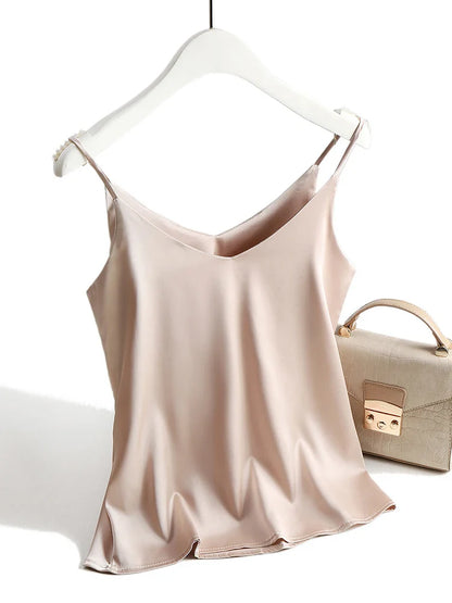 Satin Cami Top | Women's Going Out Tank Top Blouse - 1