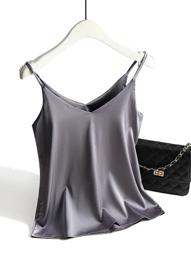 Satin Cami Top | Women's Going Out Tank Top Blouse - 2