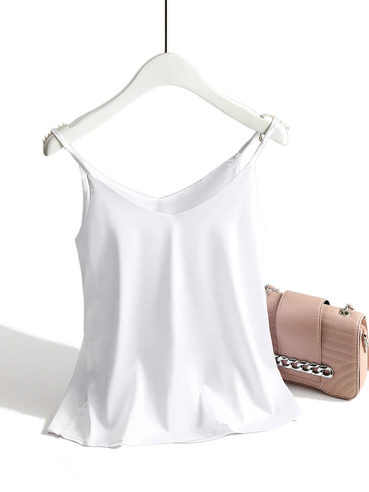 Satin Cami Top | Women's Going Out Tank Top Blouse - 12