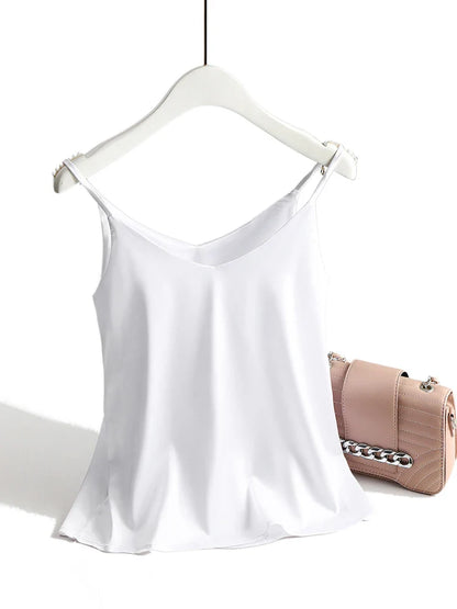 Satin Cami Top | Women's Going Out Tank Top Blouse - 12