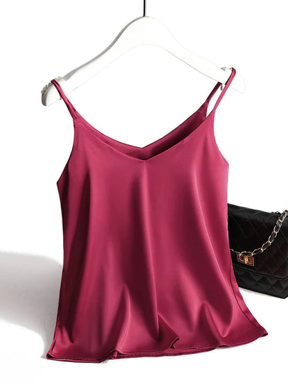 Satin Cami Top | Women's Going Out Tank Top Blouse - 6