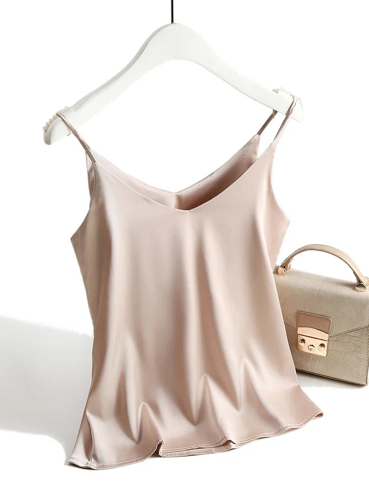 Satin Cami Top | Women's Going Out Tank Top Blouse - 8