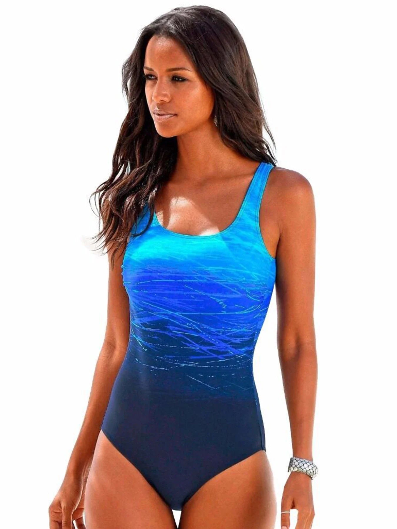 Sporty Monokini | Plus Size Women's Swimsuit with Print - 2