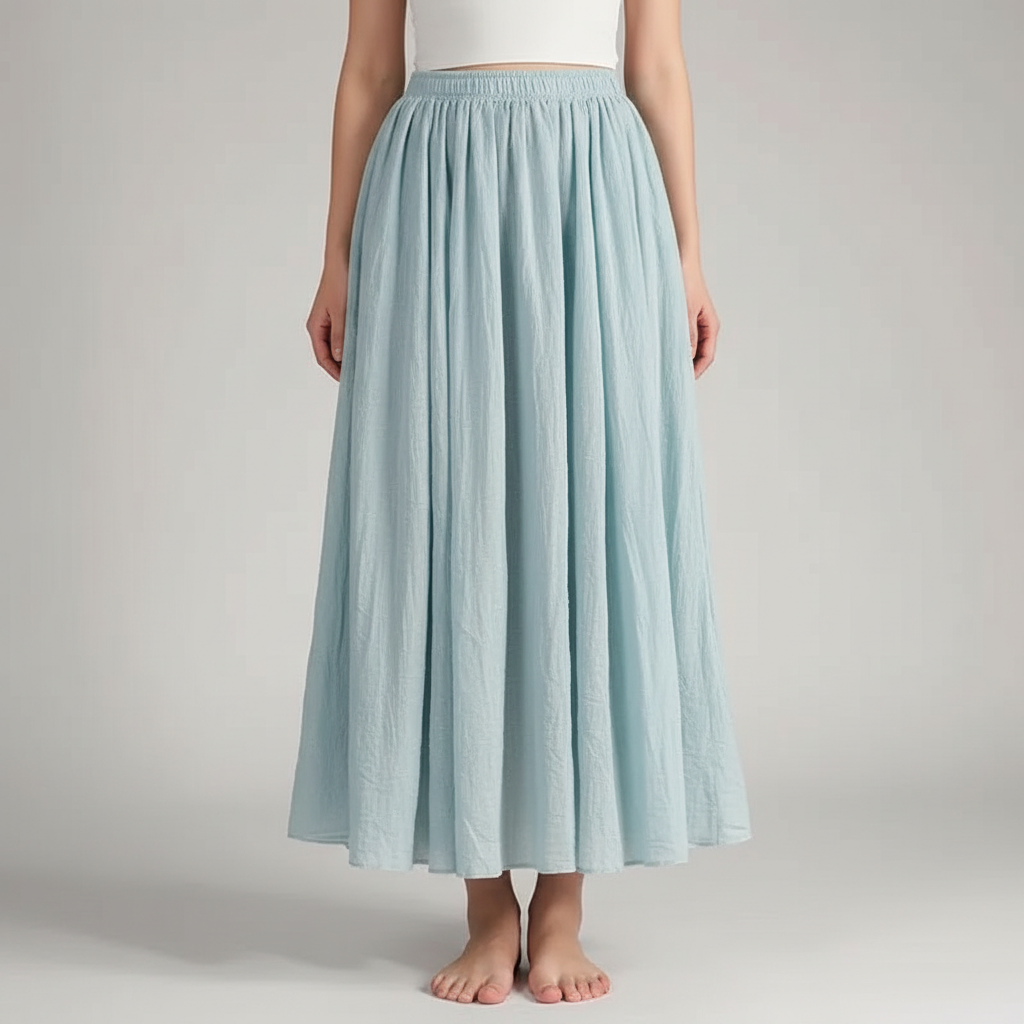 Women's Linen Skirt High Waist Pleated Summer Style - 9