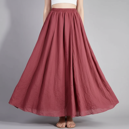 Women's Linen Skirt High Waist Pleated Summer Style - 7