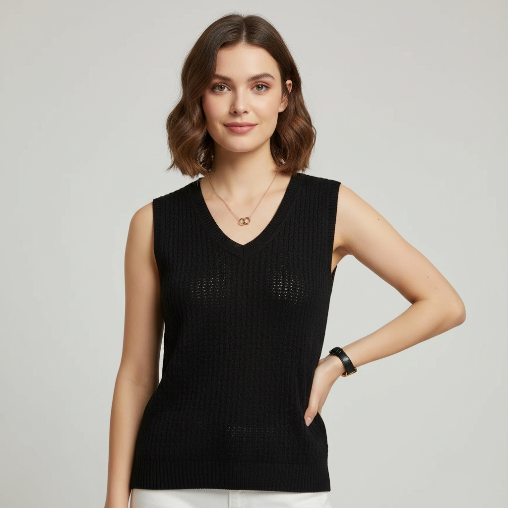 Women's White Tank Top | Sleeveless Knit Camisole - 6