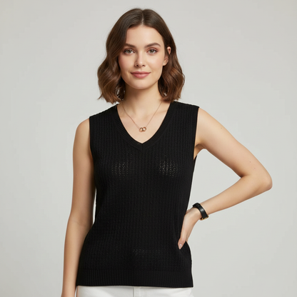 Women's White Tank Top | Sleeveless Knit Camisole - 6