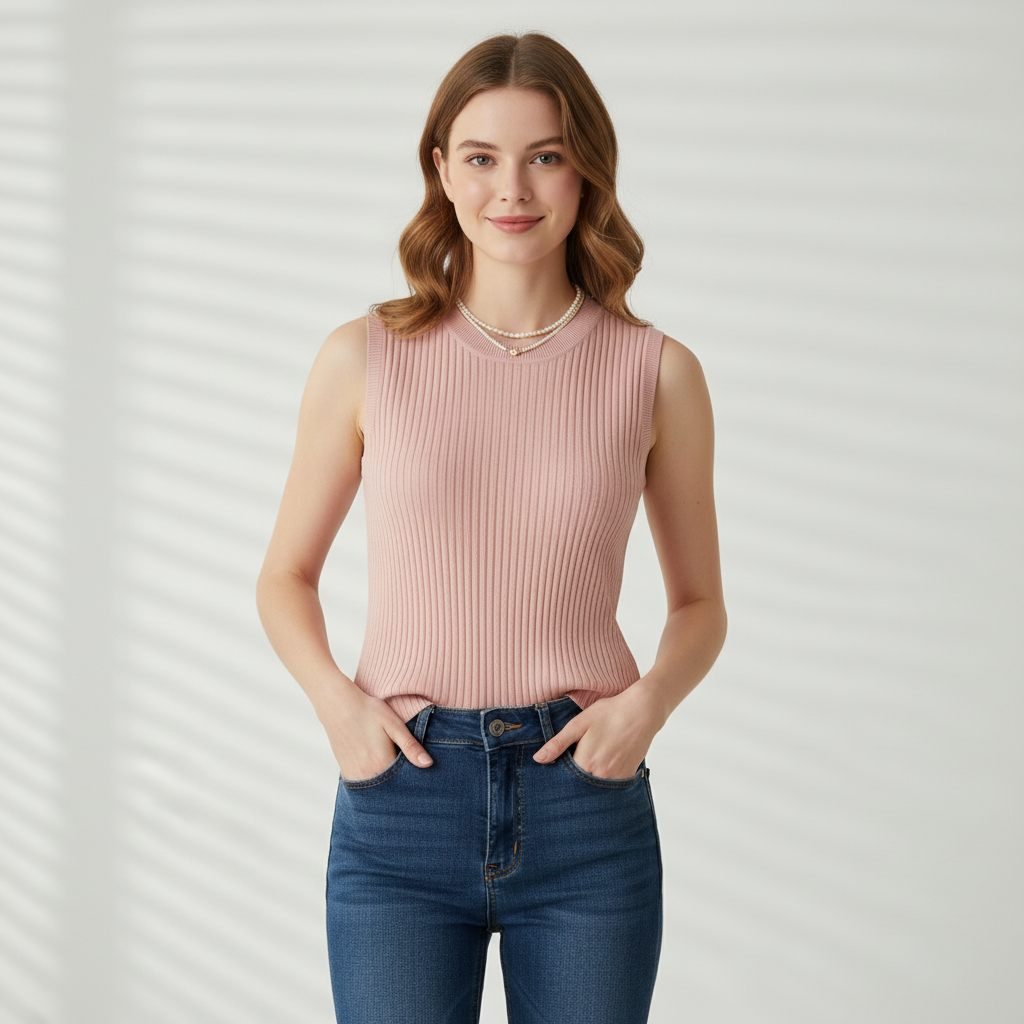 Women's White Tank Top | Sleeveless Knit Camisole - 4