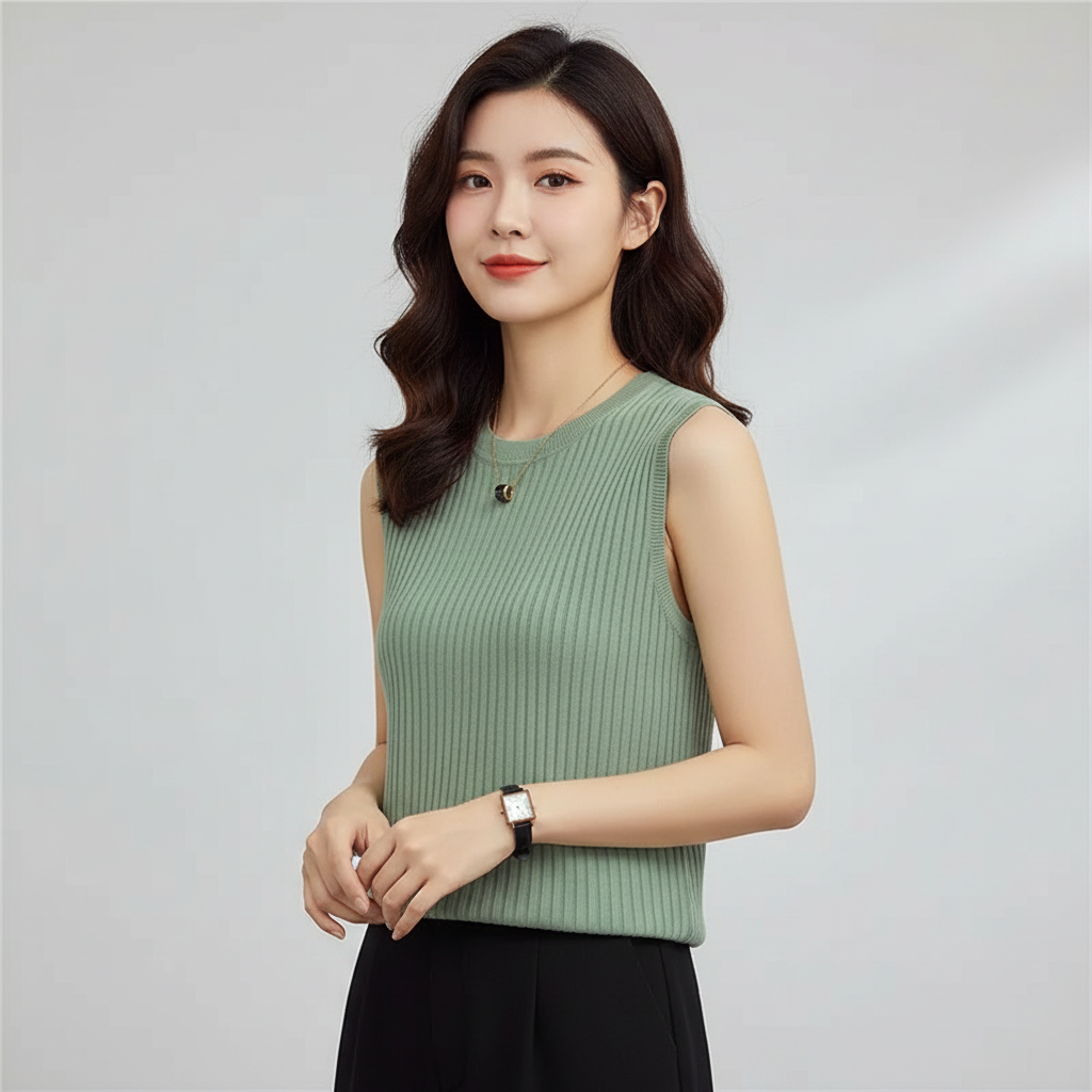 Women's White Tank Top | Sleeveless Knit Camisole - 5