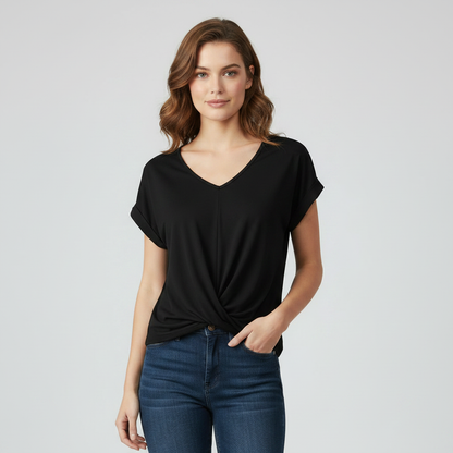 Women's Short Sleeve V-Neck Top | Casual Blouse - 2