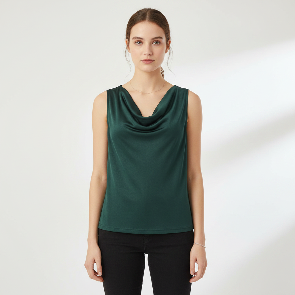 Women's Silk Jersey Tank Top | Draped Summer Top - 6