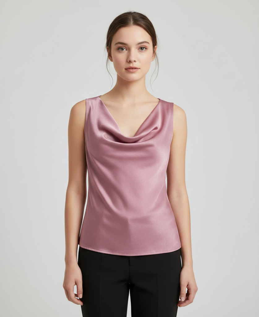 Women's Silk Jersey Tank Top | Draped Summer Top - 7