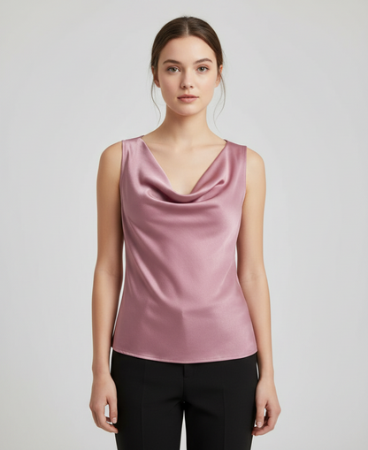Women's Silk Jersey Tank Top | Draped Summer Top - 7
