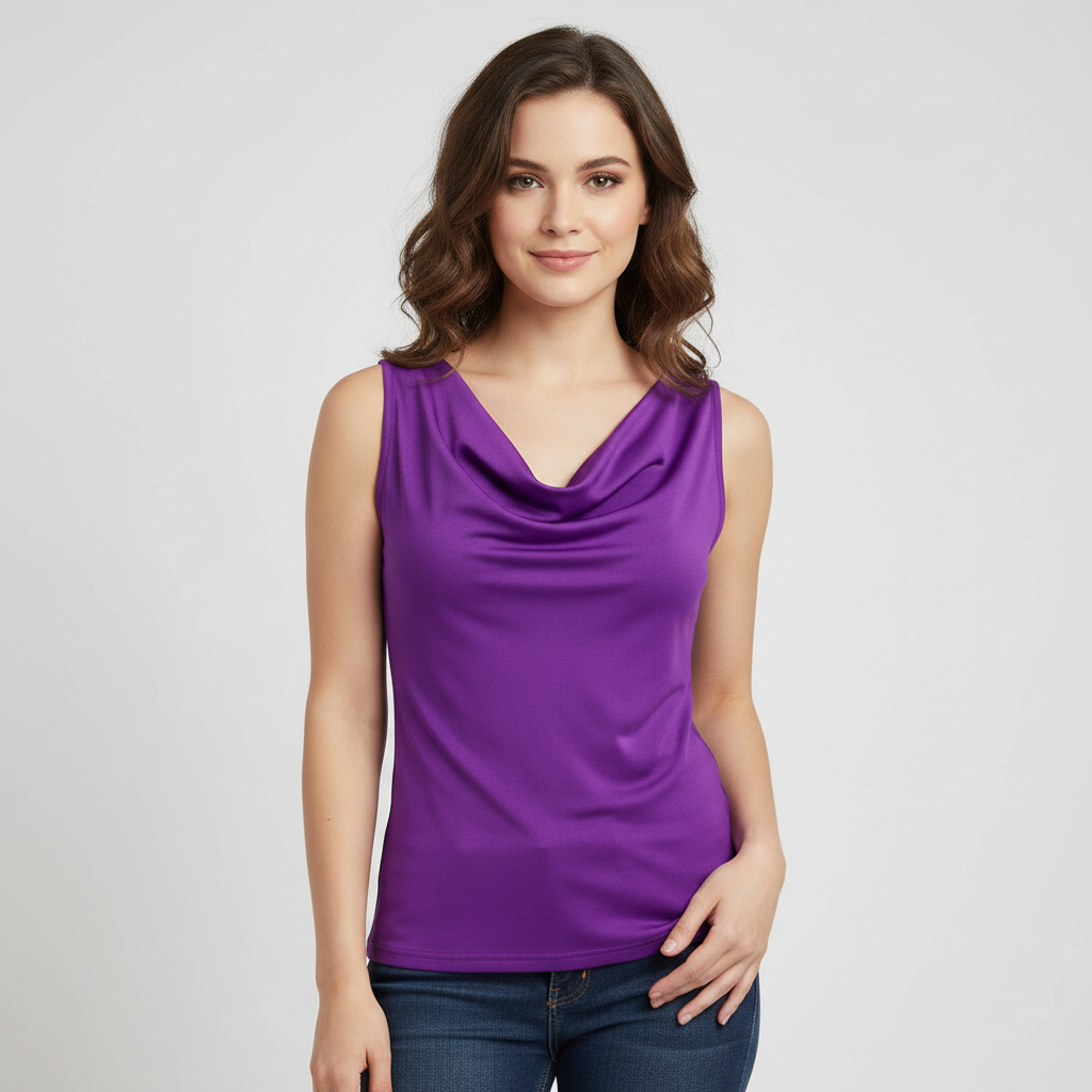 Women's Silk Jersey Tank Top | Draped Summer Top - 2