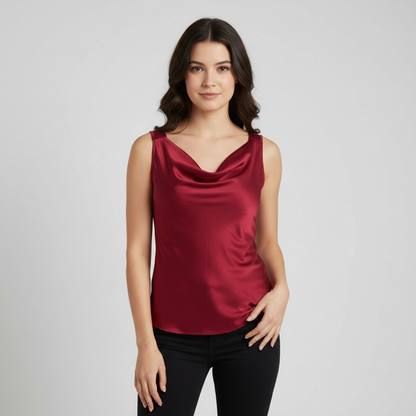 Women's Silk Jersey Tank Top | Draped Summer Top - 4