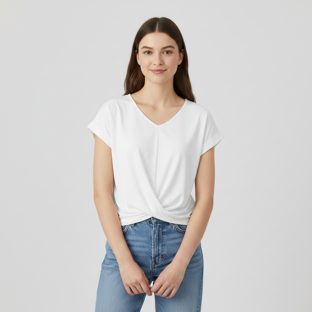 Women's Short Sleeve V-Neck Top | Casual Blouse - 4