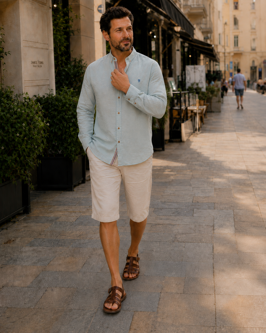 Men's Traditional Stand Collar Shirt | Long Sleeve Dress Shirt - 2