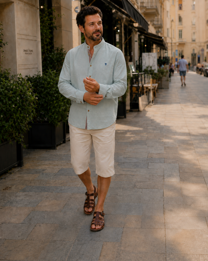 Men's Traditional Stand Collar Shirt | Long Sleeve Dress Shirt - 3