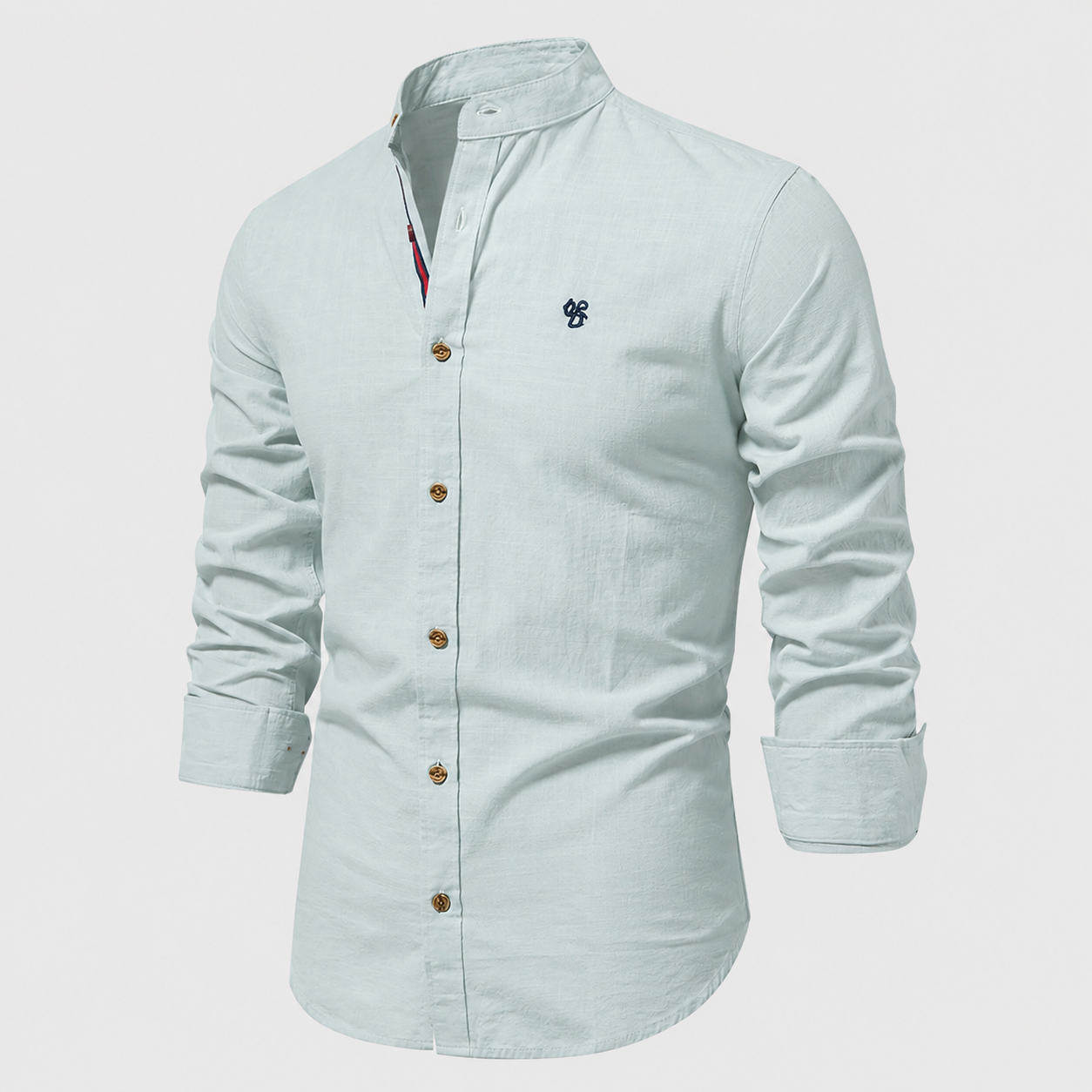 Men's Traditional Stand Collar Shirt | Long Sleeve Dress Shirt - 6