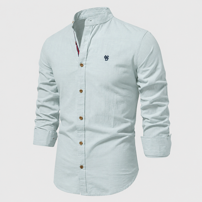 Men's Traditional Stand Collar Shirt | Long Sleeve Dress Shirt - 6