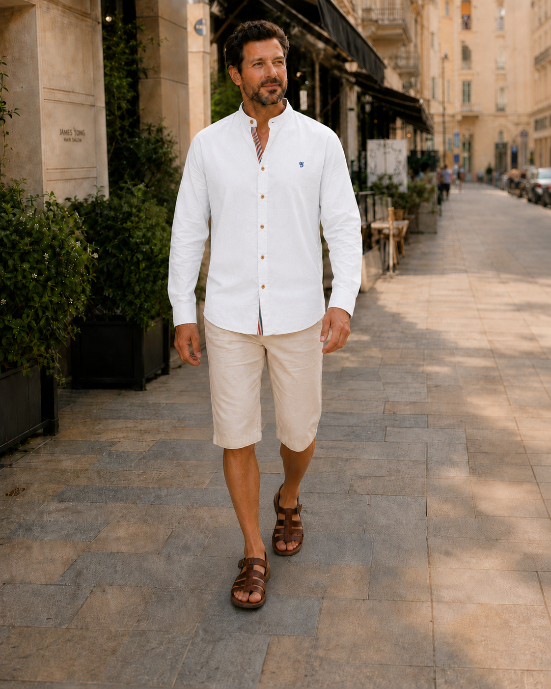 Men's Traditional Stand Collar Shirt | Long Sleeve Dress Shirt - 9
